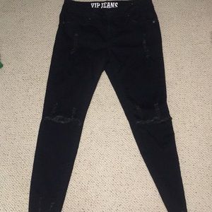 VIP black distressed skinny jeans